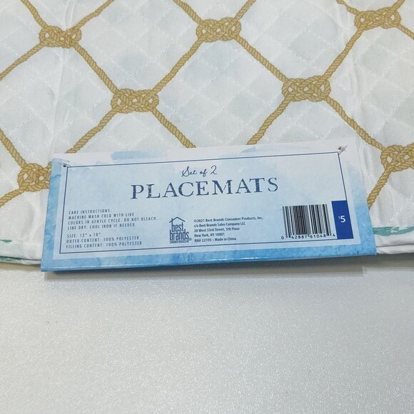 Best Brands Reversible Quilted Placemats - 4 Total Coastal Sea Shell 13"x18" NWT - Picture 5 of 6